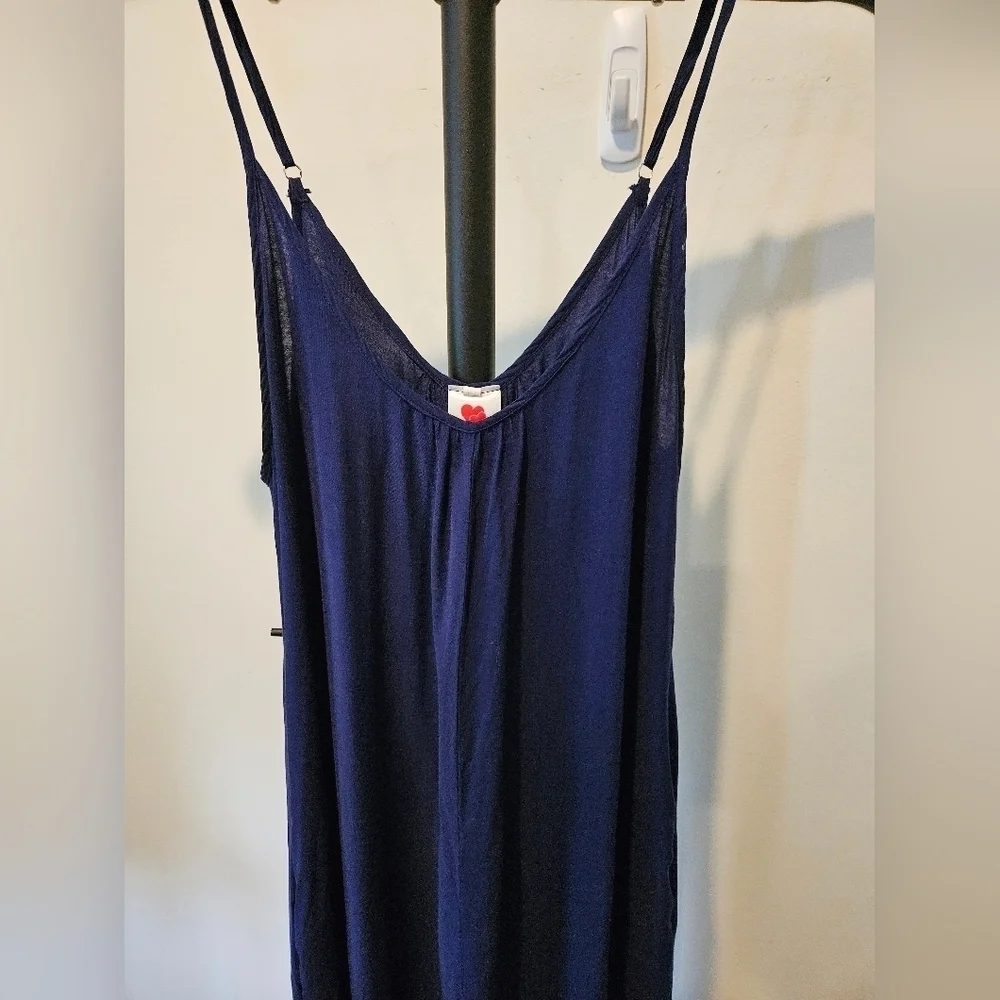 BUENOS NINOS NAVY BLUE JUMPSUIT SIDE POCKETS SPAGHETTI STRAPS SIZE MEDIUM - Picture 5 of 14